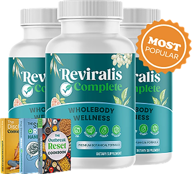 Reviralis Complete whole-body wellness capsules, 3 bottle package with bonus ebooks